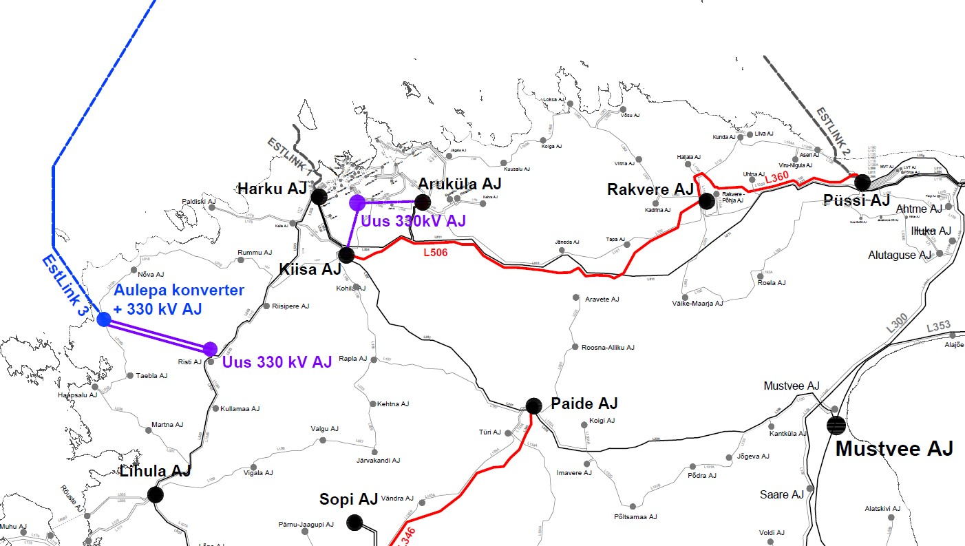 Seoses EstLink 3 rajamisega tuleb tugevdada olemasolevat võrku. Võrgu üldine plaan. 